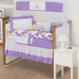 Kit Mini Berço Trança Ursinha Teddy Lilás - 10 peças - Gaby enxovais