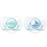 Kit Mini Chupetas 2 Peças Philips Avent 0 à 2 Meses N.1 Barco Azul e Carro Verde