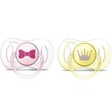 Kit Mini Chupetas 2 Peças Philips Avent 0 à 2 Meses N.1 Laço Rosa e Coroa Amarela
