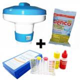Kit Mini Flutuador + 1 Pastilha de Cloro 200g + Prova de Ph e Cloro Genco