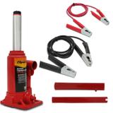Kit Mini Macaco Hidráulico Tipo Garrafa 3 Toneladas e Cabo Auxiliar Chupeta 200A 2,3 Metro 12V - Prime