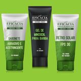 kit minoxidil para a barba + protetor solar + sabonete adstringente - Farmácia eficácia
