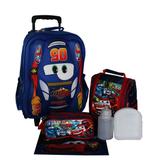Kit Mochila Carros Infantil Masculina Lancheira Estojo Escolar Meninos Rodinhas Aulas 55 - Outras