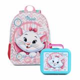 Kit Mochila Grande e Lancheira c/Alça Gatinha Marie Dermiwil