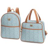 Kit Mochila Maternidade com Bolsa M Triângulos Cinza - Hug Baby