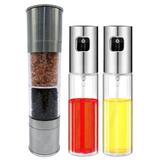 Kit Moedor Inox Sal Pimenta 2in1 e Spray Azeite Vinagre Shoyu - Facibom