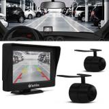 Kit Monitor Tela LCD 4.3 Polegadas Universal com Câmera de Ré e Frontal Borboleta Flex 12V Preto - Tech one
