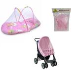 Kit Mosquiteiro Portatil Bercinho e Mosquiteiro para Carrinho Rosa - Pais e Filho - Pais e filhos