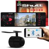 Kit MP5 Player Shutt Los Angeles 1 Din 4 Pol Bluetooth USB MP3 MP4 + Câmera Ré Colorida 2 em 1 Preta