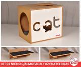 Kit Nicho Gatos C/almofada + 2 Prateleiras - Fte Branca - Cat - Nekocat