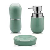 Kit Organização Para Banheiro Higiene Com 3 Peças - Verde - Ou