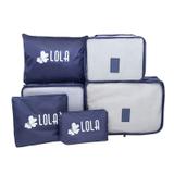 Kit Organizador de Mala com 6 peças - Azul Marinho - Loladecor