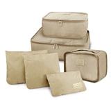 Kit Organizador de Malas de 6 Peças Bege Jacki Design