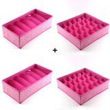 Kit Organizador Gaveta 2 Calcinha Cueca + 2 Sutiã - Rosa com detalhes de coração - Arthouse