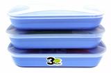 Kit Organizadores Retangular Baixo Azul Claro 3 Peças Top Line