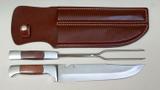 Kit p/ Churrasco Artesanal Faca c/ Abridor 9 Polegadas Garfo e Bainha - Inox barretos
