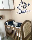 Kit Painel de Parede Completo com Faixas Urso Príncipe Personalizado MDF AZUL MARINHO - Fabricação própria