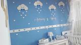 Kit Painel de Parede Completo Nuvens Chuva de Amor Personalizado Menino - Nome e Gravatas Coloridos - Fabricação própria
