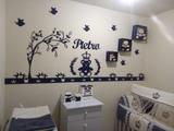 Kit Painel de Parede Completo Urso Príncipe Coração com Árvore Personalizado AZUL MARINHO - Fabricação própria