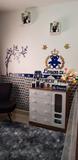 Kit Painel de Parede MDF Completo Urso Príncipe Coração com Árvore - Urso e Nome Azul Marinho com dourado - Fabricação própria