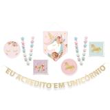 Kit Painel Desconstruido Unicórnio 192X92Cm Dec. Festas - Cromus