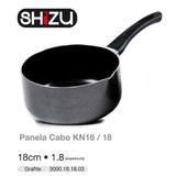 KIT Panela cabo Grafite antiaderente 18cm - 1,8mm Shizu + Tampa Pegador preto 18cm