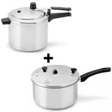 Kit Panela de Pressão 4,5l + Pipoqueira Polida Panelux