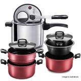 Kit Panela Pressão Polida 4,5l, Pudim e Cozivapor Cereja MTA