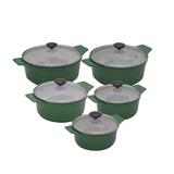 Kit Panelas Plus em Alumínio Fundido Revestimento Cerâmica Antiaderente 5 Peças Verde - Aluminios j.r