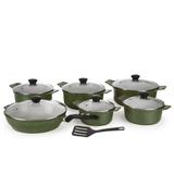 Kit Panelas Plus em Alumínio Fundido Revestimento Cerâmica Antiaderente 6 Peças Verde - Aluminios j.r