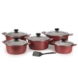 Kit Panelas Plus em Alumínio Fundido Revestimento Cerâmica Antiaderente 6 Peças Vermelho - Aluminios j.r