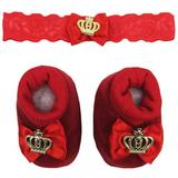 Kit Pantufa em Malha Menina - Coroa - Markha