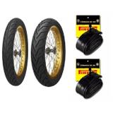 Kit par Pneu 80/100-14 + 60/100-17 Kenda + Camaras de ar BIZ 100/110/125