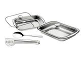 Kit para assar e servir aço inox com tampa de vidro 4 pç. - Cosmos - Tramontina