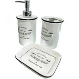 Kit Para Bancada de Banheiro Barber Shop 3 Peças Urban Branco