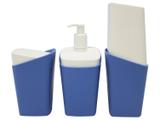Kit para Banheiro 3 Peças Azul e Branco Coza - Square 99237/4461