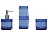 Kit para Banheiro 3 Peças Azul e Inox Coza - Cube 99216/4461