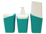 Kit para Banheiro 3 Peças Verde e Branco Coza - Square 99237/4129