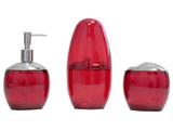 Kit para Banheiro 3 Peças Vermelho e Inox Coza - Spoom Classic 99215/4111