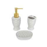Kit Para Banheiro Branco Ondas 3 Peças Sabonete Liquido - Interponte