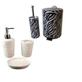 kit para banheiro com lixeira saboneteira porta escova sabão liquido - deca r05 - Wincy