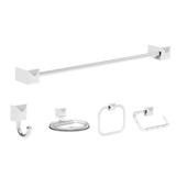 Kit para Banheiro Noah 5 Peças Branco e Prata - Artplas