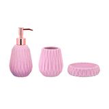 Kit para Banheiro Rosa em Cerâmica - 3 peças - Mart