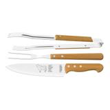 Kit Para Churrasco 3PC Jogo de Talheres Tramontina Madeira