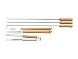 Kit para churrasco 6 peças sortidos com laminas de aco inox e cabos de madeira tramontina