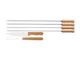 Kit para churrasco 6 peças sortidos com laminas de aco inox e cabos de madeira tramontina