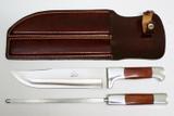 Kit para Churrasco Artesanal 8 Polegadas Faca e Chaira com Bainha em Couro - Inox barretos
