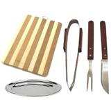 Kit para Churrasco Inox e Madeira 5 Peças - Yazi