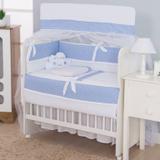 Kit para Mini Berço 8 peças 100% Algodão Quadradinho Azul - I9 baby