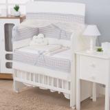 Kit para Mini Berço 8 peças 100% Algodão Xadrez Cinza - I9 baby